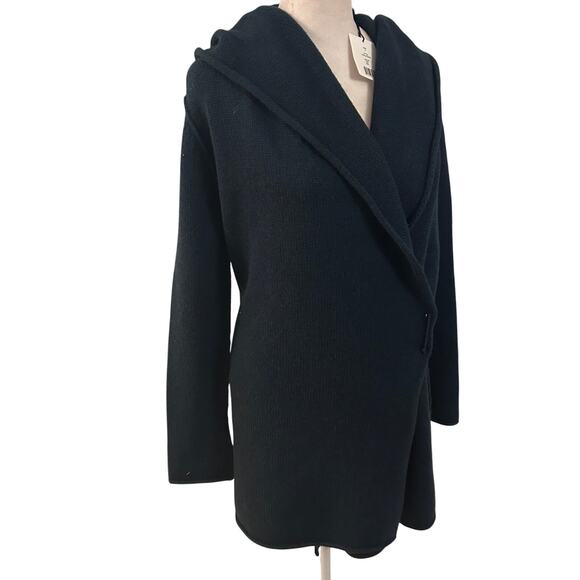 Vince NWT Blue Hooded Yak / Wool  Open Cardigan Sweater Womens Size Small - Picture 2 of 8